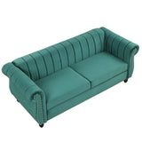 English Elm 82.5" Modern Sofa Dutch Fluff Upholstered Sofa With Solid Wood Legs, Buttoned Tufted Backrest,Green