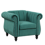 English Elm 39" Modern Sofa Dutch Fluff Upholstered Sofa With Solid Wood Legs, Buttoned Tufted Backrest,Green