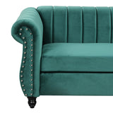 English Elm 39" Modern Sofa Dutch Fluff Upholstered Sofa With Solid Wood Legs, Buttoned Tufted Backrest,Green