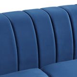 English Elm 51" Modern Sofa Dutch Fluff Upholstered Sofa With Solid Wood Legs, Buttoned Tufted Backrest,Blue