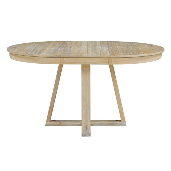 English Elm Trexm Retro Round Extendable Dining Set Acacia Veneer Table Four Tufted Chairs ST000094AAN
