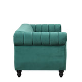 English Elm 82.5" Modern Sofa Dutch Fluff Upholstered Sofa With Solid Wood Legs, Buttoned Tufted Backrest,Green