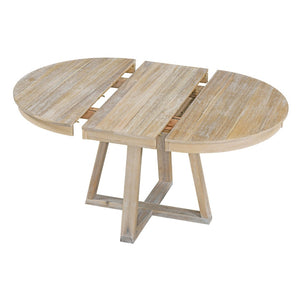English Elm Trexm Retro Round Extendable Dining Set Acacia Veneer Table Four Tufted Chairs ST000094AAN