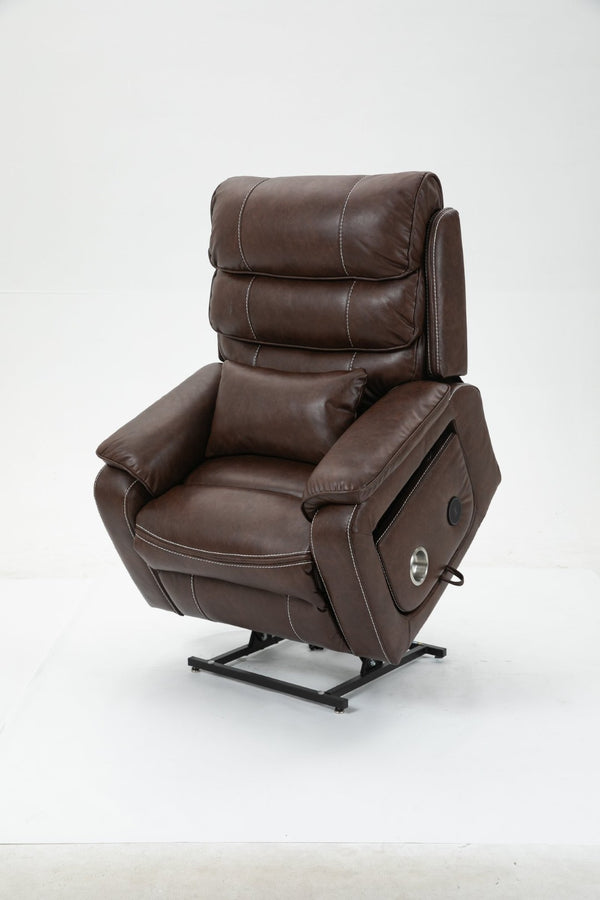 English Elm Lounge Power Lift Recliner with Massage Heat and Full Flat Recline for Living Room W547S00062
