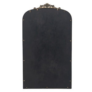 English Elm 24" Arched Matte Gold Iron Mirror Baroque Floral Frame Accent for Bedroom Bath W2078123592