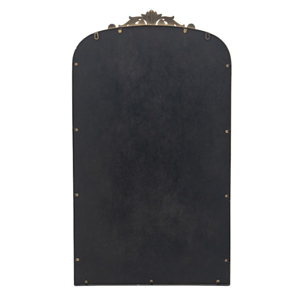 English Elm 24" Arched Matte Gold Iron Mirror Baroque Floral Frame Accent for Bedroom Bath W2078123592