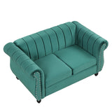 English Elm 51" Modern Sofa Dutch Fluff Upholstered Sofa With Solid Wood Legs, Buttoned Tufted Backrest,Green