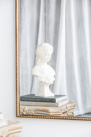 English Elm 24" Arched Matte Gold Iron Mirror Baroque Floral Frame Accent for Bedroom Bath W2078123592