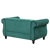 English Elm 51" Modern Sofa Dutch Fluff Upholstered Sofa With Solid Wood Legs, Buttoned Tufted Backrest,Green