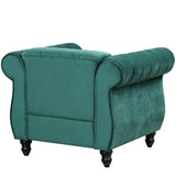 English Elm 39" Modern Sofa Dutch Fluff Upholstered Sofa With Solid Wood Legs, Buttoned Tufted Backrest,Green