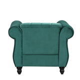 English Elm 39" Modern Sofa Dutch Fluff Upholstered Sofa With Solid Wood Legs, Buttoned Tufted Backrest,Green