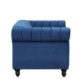 English Elm 51" Modern Sofa Dutch Fluff Upholstered Sofa With Solid Wood Legs, Buttoned Tufted Backrest,Blue