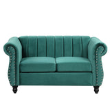 English Elm 51" Modern Sofa Dutch Fluff Upholstered Sofa With Solid Wood Legs, Buttoned Tufted Backrest,Green