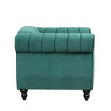 English Elm 39" Modern Sofa Dutch Fluff Upholstered Sofa With Solid Wood Legs, Buttoned Tufted Backrest,Green