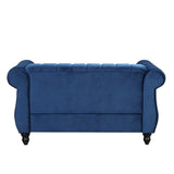 English Elm 51" Modern Sofa Dutch Fluff Upholstered Sofa With Solid Wood Legs, Buttoned Tufted Backrest,Blue