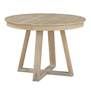English Elm Trexm Retro Round Extendable Dining Set Acacia Veneer Table Four Tufted Chairs ST000094AAN