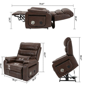 English Elm Lounge Power Lift Recliner with Massage Heat and Full Flat Recline for Living Room W547S00062