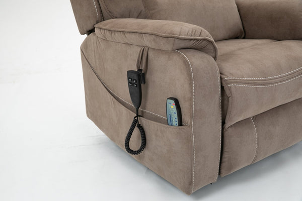 English Elm Lounge Power Lift Recliner with Massage Heat and Full Flat Recline for Living Room W547S00063