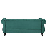 English Elm 82.5" Modern Sofa Dutch Fluff Upholstered Sofa With Solid Wood Legs, Buttoned Tufted Backrest,Green