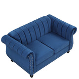 English Elm 51" Modern Sofa Dutch Fluff Upholstered Sofa With Solid Wood Legs, Buttoned Tufted Backrest,Blue