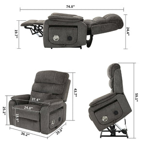 English Elm Lounge Power Lift Recliner with Massage Heat and Full Flat Recline for Living Room W547S00064