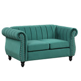 English Elm 51" Modern Sofa Dutch Fluff Upholstered Sofa With Solid Wood Legs, Buttoned Tufted Backrest,Green