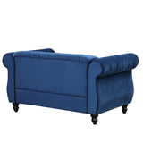 English Elm 51" Modern Sofa Dutch Fluff Upholstered Sofa With Solid Wood Legs, Buttoned Tufted Backrest,Blue