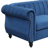 English Elm 51" Modern Sofa Dutch Fluff Upholstered Sofa With Solid Wood Legs, Buttoned Tufted Backrest,Blue