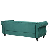 English Elm 82.5" Modern Sofa Dutch Fluff Upholstered Sofa With Solid Wood Legs, Buttoned Tufted Backrest,Green