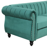 English Elm 82.5" Modern Sofa Dutch Fluff Upholstered Sofa With Solid Wood Legs, Buttoned Tufted Backrest,Green