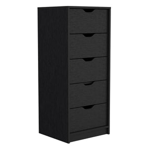 English Elm Basilea Tall 5-Drawer Dresser with Smooth Pull-Out System, Compact Space-Saving Design, Durable Finish Black 44.9 L x 20.5 W x 5.1 H B20092124