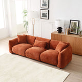 English Elm Mid Century Modern Couch 3-Seater Sofa For Living Room, Bedroom. Orange