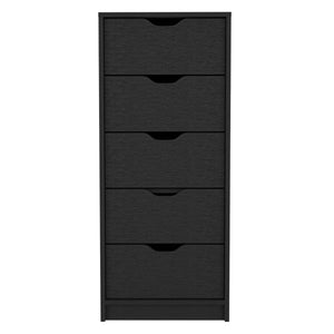English Elm Basilea Compact 5-Drawer Tall Dresser with Smooth Pull-Out System, Black Finish, Space-Saving Storage and 5kg Drawer Capacity B07092124