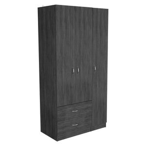 English Elm Austral Freestanding 3-Door Armoire with Drawers, Shelves & Hanging Rod for Efficient Storage Smoke Grey 39 L x 22 W x 3 H B070S00194