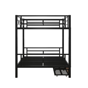 English Elm Metal Full Size Convertible Bunk Bed with 2 Drawers, Black – Space-Saving Sturdy Metal Frame, Ladder, 450lb Upper Capacity, Modern Design GX001518AAB