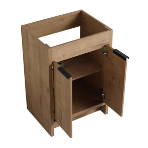 English Elm 24" Freestanding Bathroom Vanity with Ceramic Sink, Soft-Close Doors, Adjustable Shelf, Water-Resistant Finish W999S00099