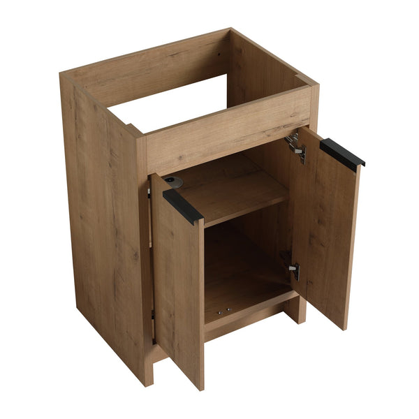 English Elm 24" Freestanding Bathroom Vanity with Ceramic Sink, Soft-Close Doors, Adjustable Shelf, Water-Resistant Finish W999S00099