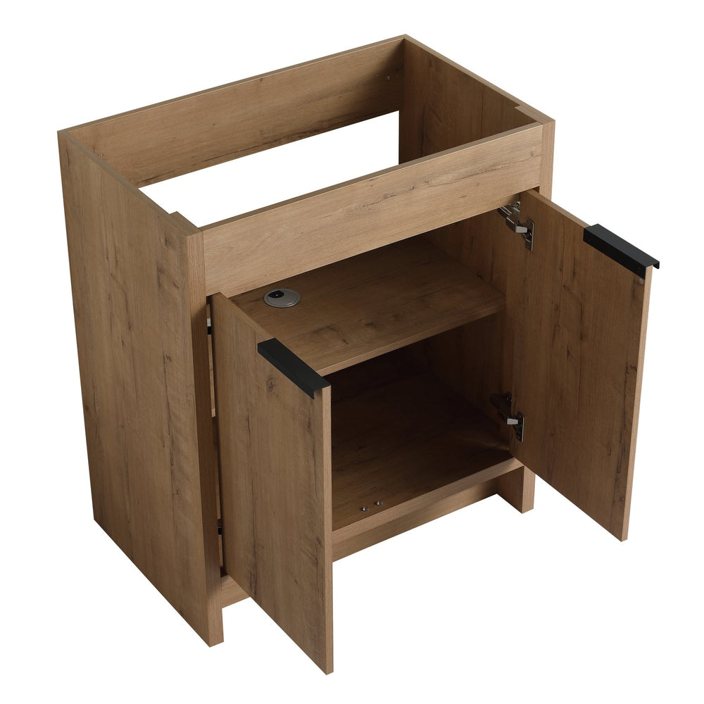 English Elm 30" Freestanding Vanity Cabinet Only, 2 Soft-Close Doors, Adjustable Shelf, Eco Plywood, Water-Resistant Finish W999113509