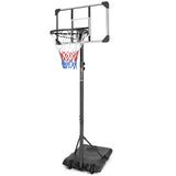 Luster Portable Basketball Goal System with Stable Base and Wheels, Black and Transparent