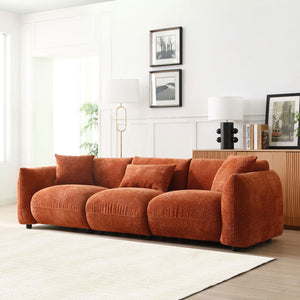 English Elm Mid Century Modern Couch 3-Seater Sofa For Living Room, Bedroom. Orange