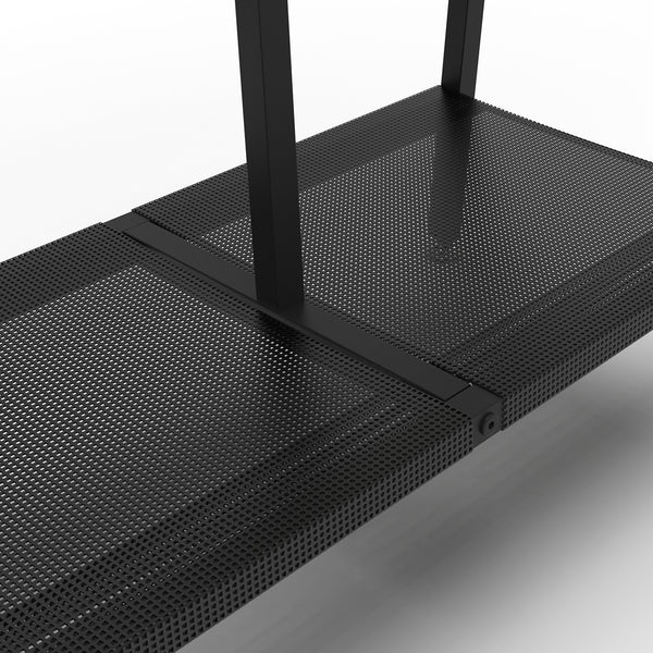 English Elm Coat Rack Hall Tree with Mirror and Shoe Storage, Aluminum Frame, Industrial Rustic Brown Black W708P379365