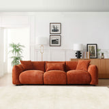 English Elm Mid Century Modern Couch 3-Seater Sofa For Living Room, Bedroom. Orange