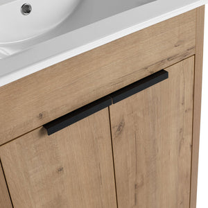 English Elm 24" Freestanding Bathroom Vanity with Ceramic Sink, Soft-Close Doors, Adjustable Shelf, Water-Resistant Finish W999S00099