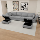 Hearth and Haven United We Win Modular Sectional Sofa U Shaped Modular Couch with Reversible Chaise Modular Sofa Sectional Couch with Storage Seats W1568S00030