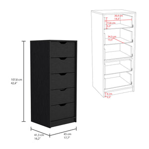 English Elm Basilea Compact 5-Drawer Tall Dresser with Smooth Pull-Out System, Black Finish, Space-Saving Storage and 5kg Drawer Capacity B07092124