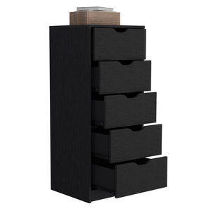 English Elm Basilea Compact 5-Drawer Tall Dresser with Smooth Pull-Out System, Black Finish, Space-Saving Storage and 5kg Drawer Capacity B07092124