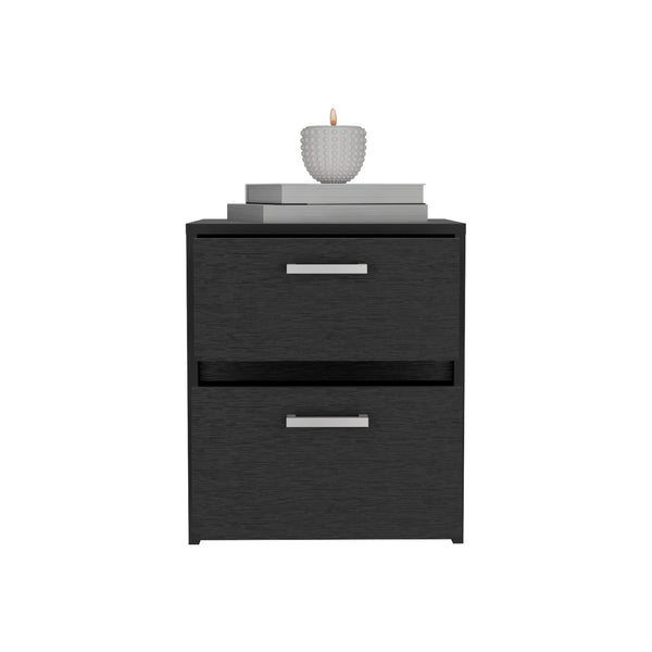 English Elm Trivor Compact 2-Drawer Nightstand Black – Space-Saving End/Side Table, Laminated Particleboard Sleek Metal Handles B07092122