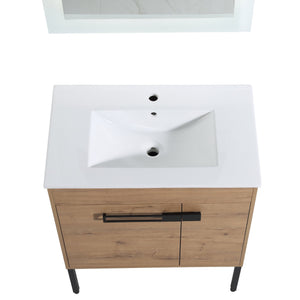 English Elm 30 Inch Bathroom Vanity With Sink – Transform Your Space With Modern, Versatile Design & Storage! W999S00077