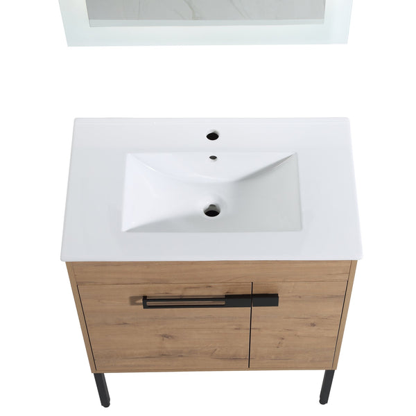 English Elm 30 Inch Bathroom Vanity With Sink – Transform Your Space With Modern, Versatile Design & Storage! W999S00077