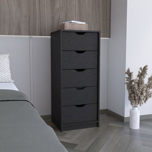 English Elm Basilea Compact 5-Drawer Tall Dresser with Smooth Pull-Out System, Black Finish, Space-Saving Storage and 5kg Drawer Capacity B07092124